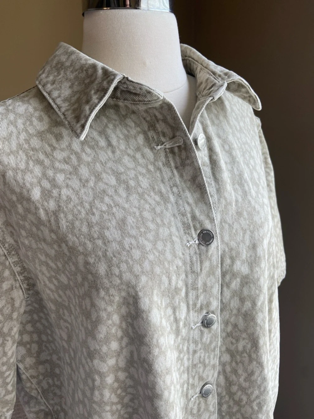 Universal Thread Button-Front Mini‎ Denim Shirt Dress in a Faded Olive Color - L